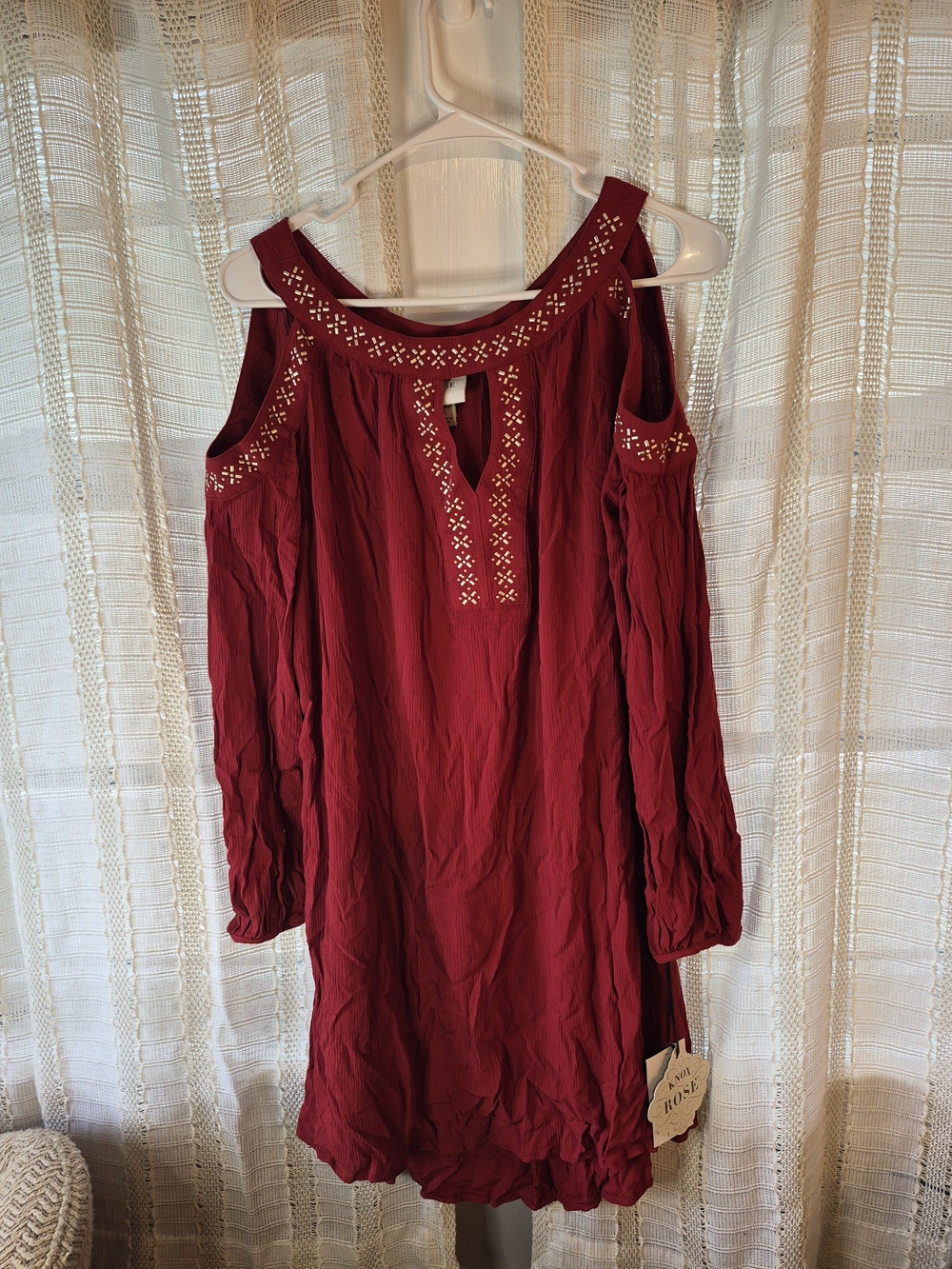 Knox Rose Cold Shoulder Burgundy Dress Size Large